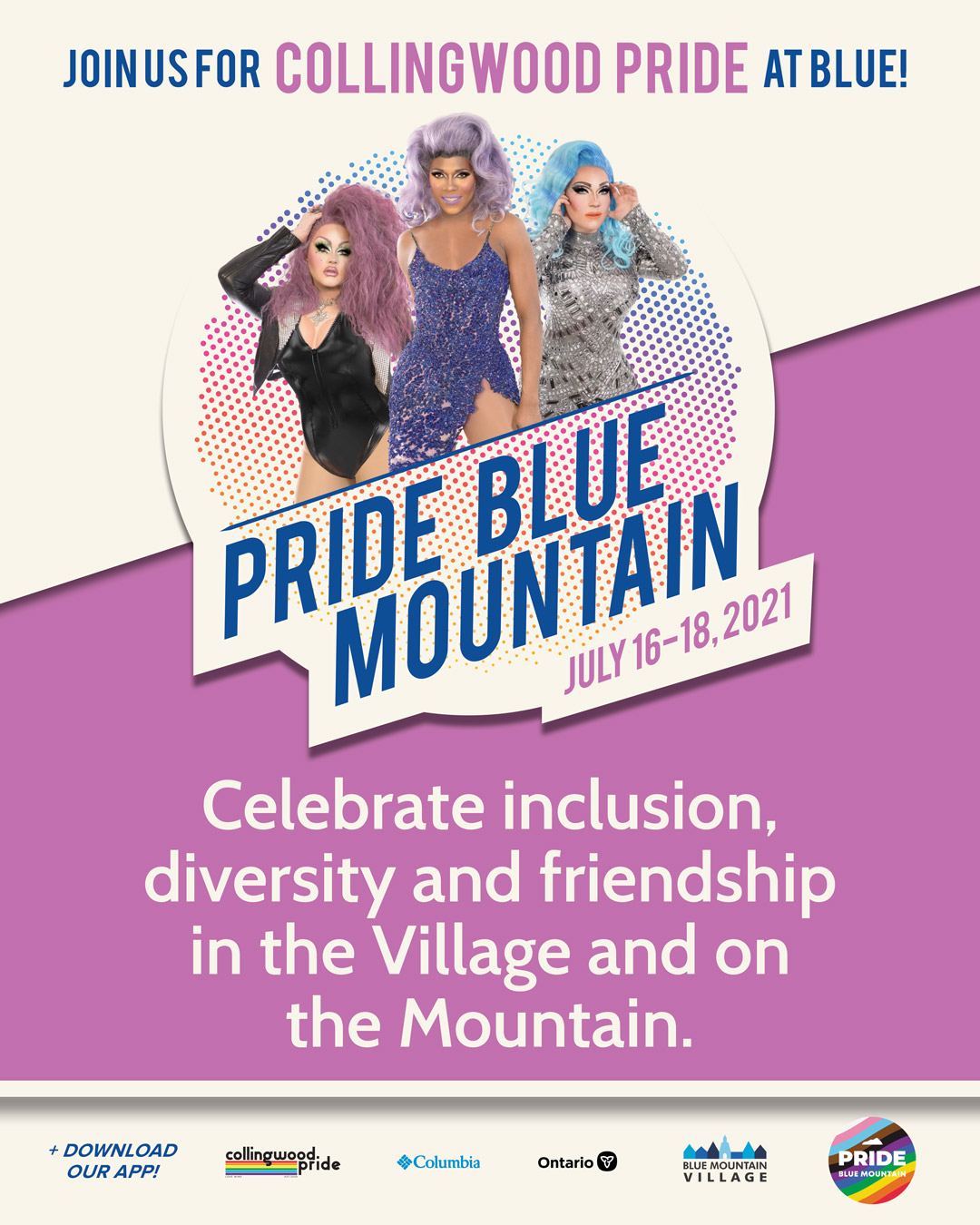 Pride Blue Mountain promotional materials designed by Light Up the Sky.